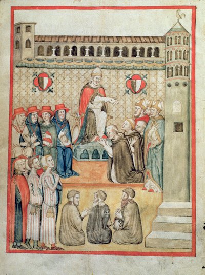 Ms 975 f.1v Kirchliche Versammlung von Italian School